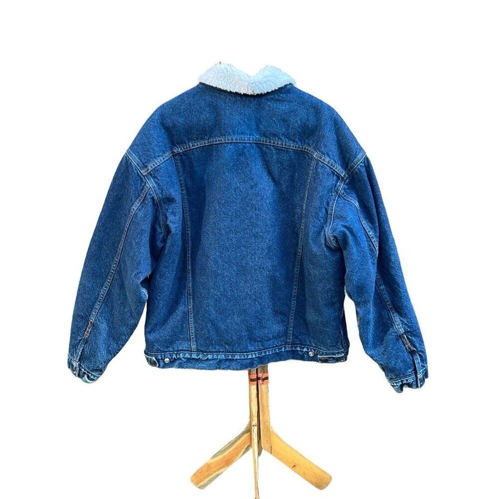 Vtg Levis Jacket XL Denim Sherpa Lined 90s Trucker Dark Button USA 70609 0216 - Picture 2 of 6